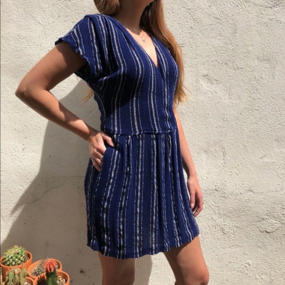 Vintage Sybil Brand Gauze Style Vertical Stripe Mini Dress